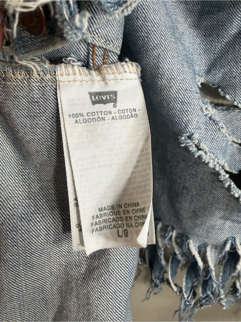 Custom Handmade Distressed Levi's Denim Trucker Jacket L Grunge Punk - Picture 15 of 16
